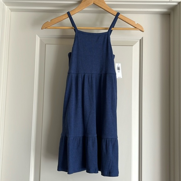 Old Navy Dusty Blue Rib Knit Tiered Midi Dress - Size 6-7 (S) - Picture 1 of 4